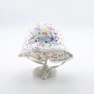 Chapeau tissé simple pour enfant, imprimé floral, chapeau en coton pour bébé